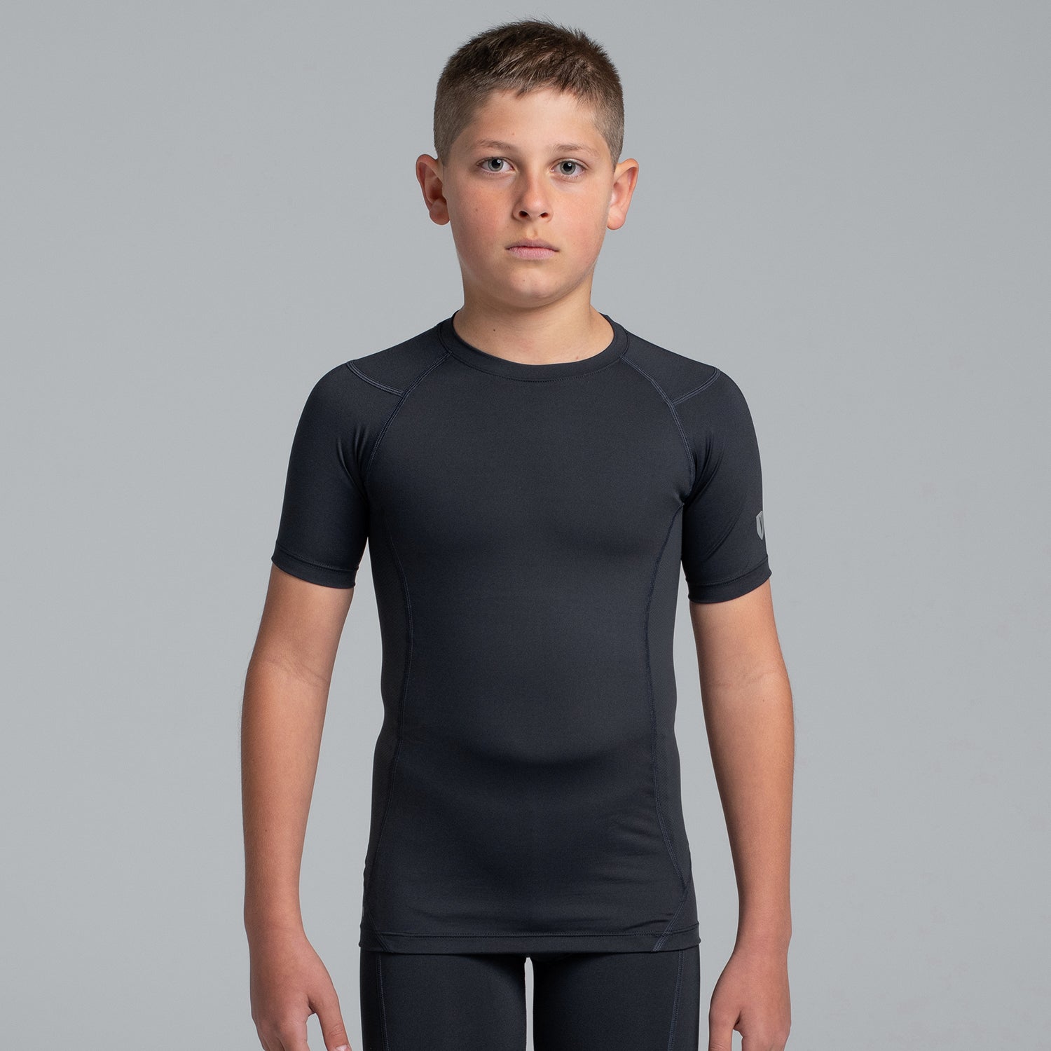 Valour Compression Boy's Black Short Sleeve Top