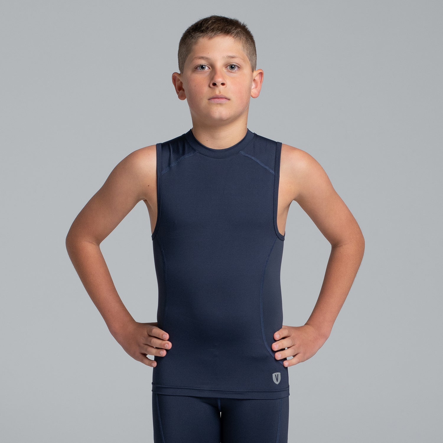 boys sleeveless compression shirt