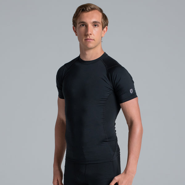 Valour Compression - Mens Black Short Sleeve Top