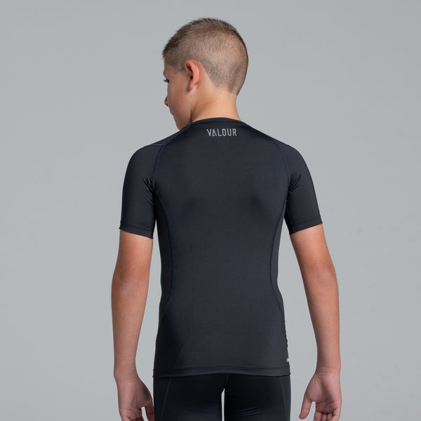 Valour Compression - Boy's Black Short Sleeve Top