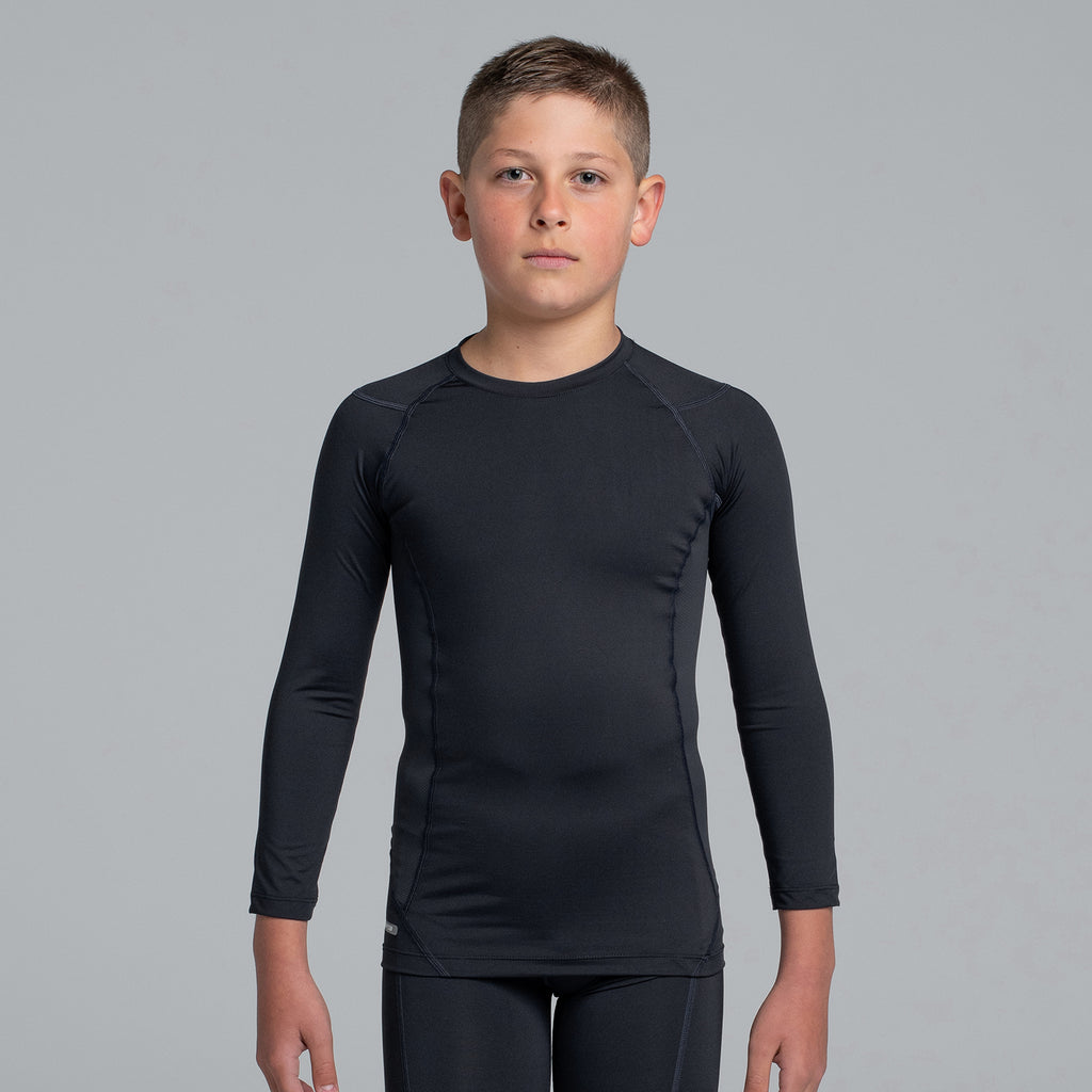 Valour Compression - Boy's Black Long Sleeve Top – Valour Sport