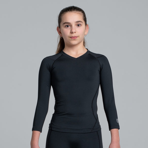 Valour Compression - Girls Black Long Sleeve Top