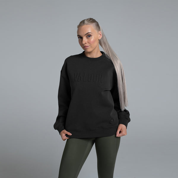 Valour Active Time Out Embossed Crew - Black