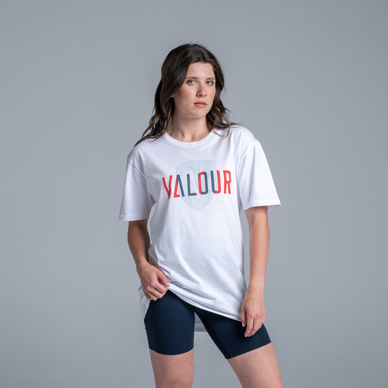 Valour Unisex White Shield Tee