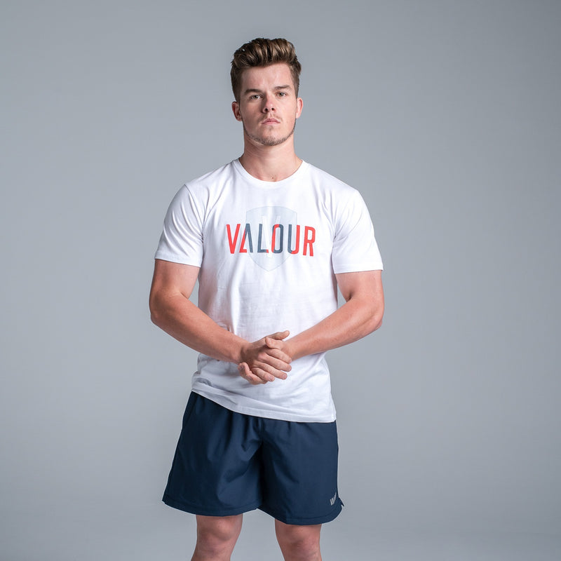 Valour Unisex White Shield Tee