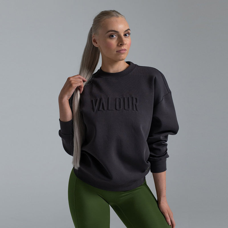 Valour Active Time Out Embossed Crew - Coal