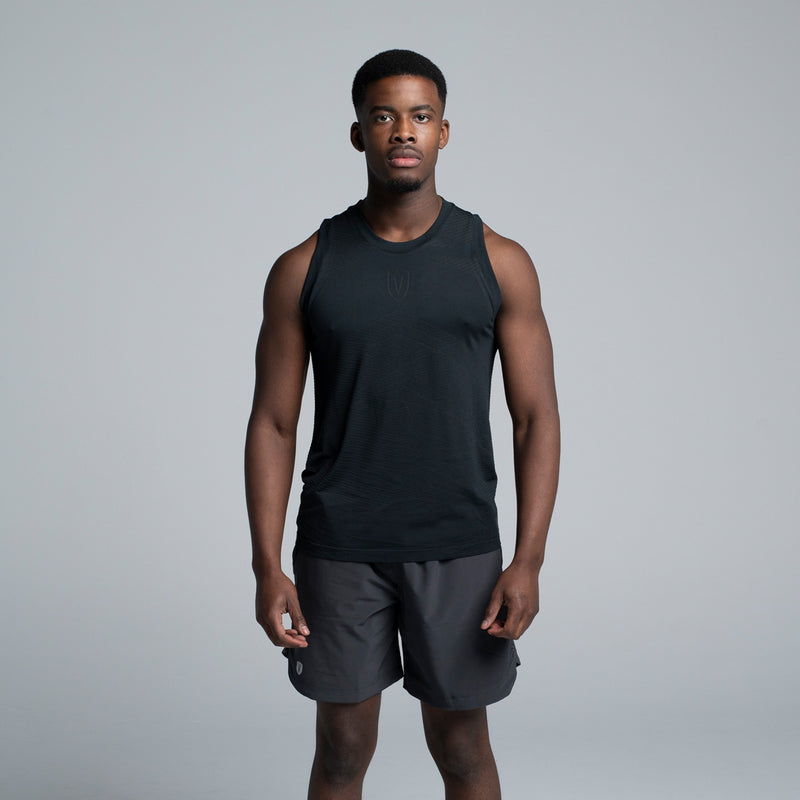 Valour Active V-Knit Singlet - Black