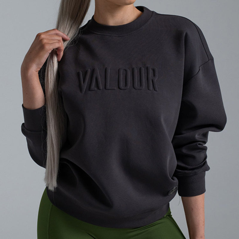 Valour Active Time Out Embossed Crew - Coal