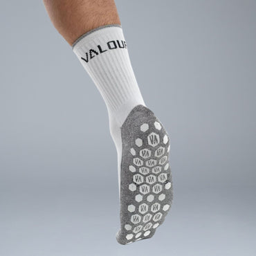 Valour Active Tech Grip Crew Socks - White & Black