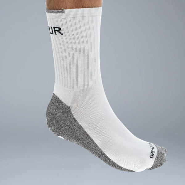 Valour Active Tech Grip Crew Sock - White & Black