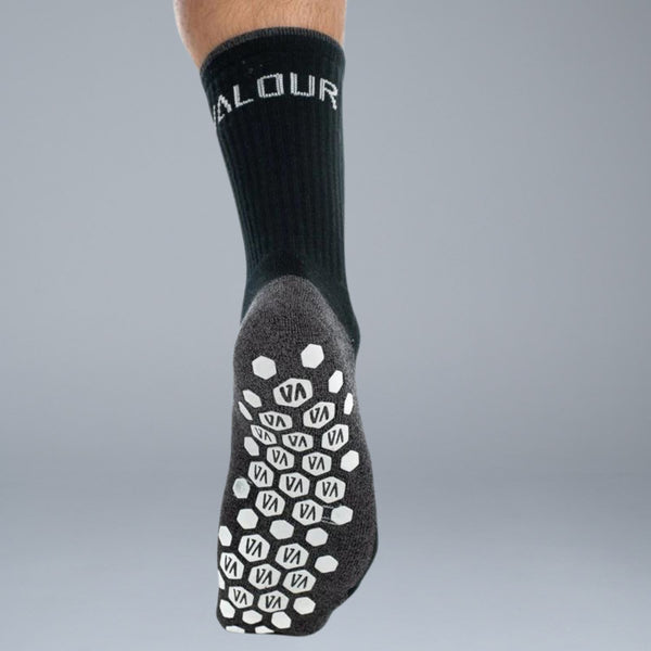 Valour Active Tech Grip Crew Sock - Black