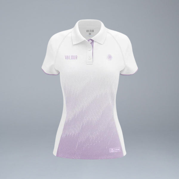 Netball QLD Women's White Lilac Polo Shirt