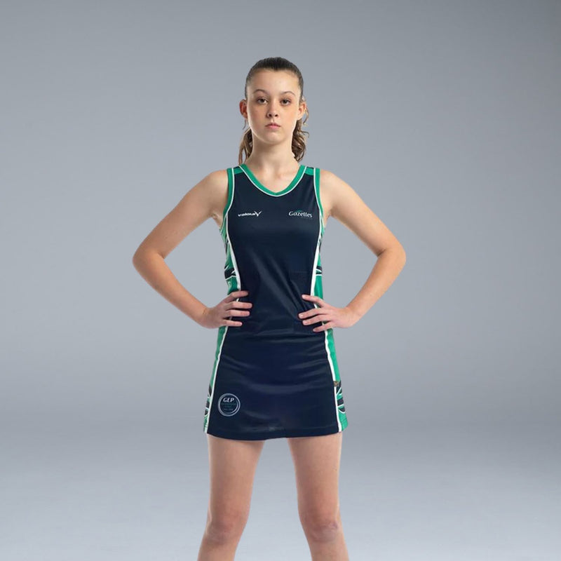Gazelles Netball Club A-Line Netball Dress & Briefs | ValourSport.com.au Valour Sport Gazelles Netball Club A-Line Netball Dress & Briefs | ValourSport.com.au Valour Sport