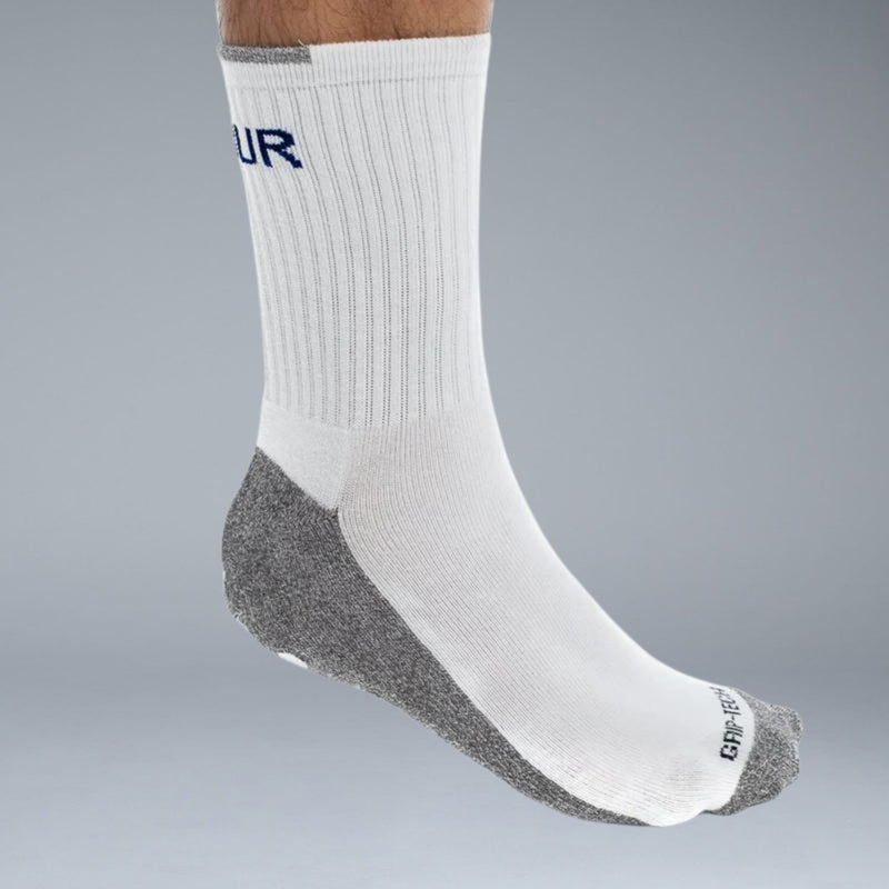 Valour Active Tech Grip Crew Sock - White & Navy