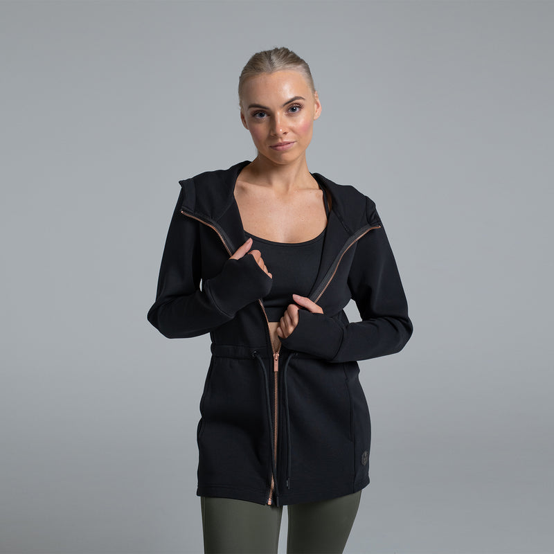 Valour Active Breathe Out Zip Longline Hoodie Black – Valour Sport