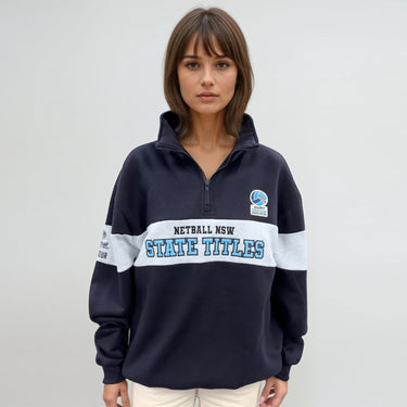 Netball NSW Senior State Titles Navy 1/4 Zip Association Crew