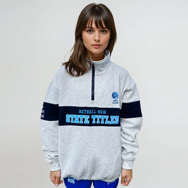 Netball NSW Junior State Titles Grey 1/4 Zip Association Crew