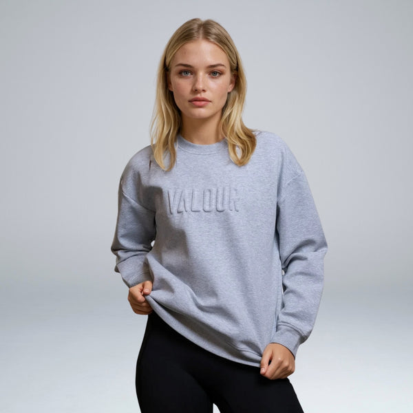 Valour Active Time Out Embossed Crew - White Marle