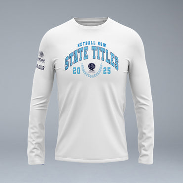 Netball NSW State Titles Long Sleeve Tech Tee - White