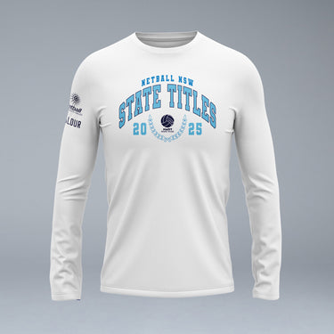 Netball NSW State Titles Long Sleeve Tech Tee - White