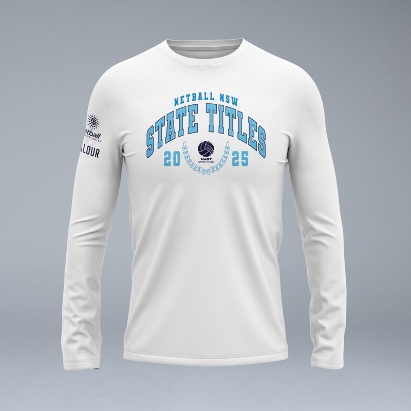 Netball NSW State Titles Long Sleeve Tech Tee - White