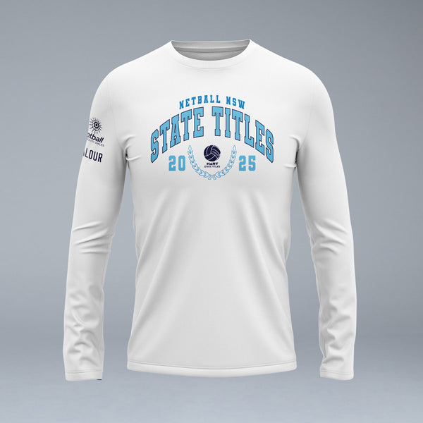 Netball NSW State Titles Long Sleeve Tech Tee - White