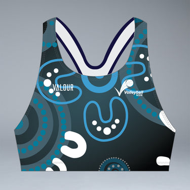 Volleyball NSW Indigenous Design Crop Top- Black
