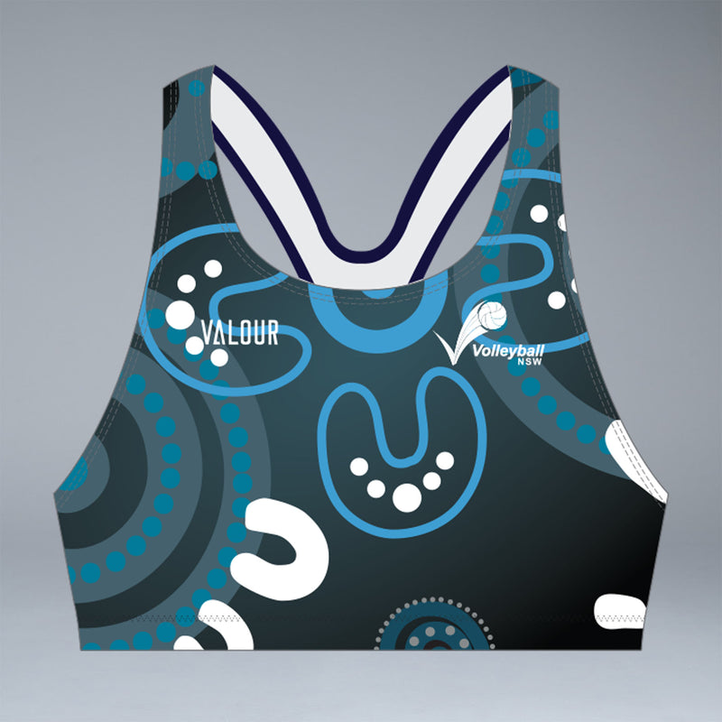 Volleyball NSW Indigenous Design Crop Top- Black