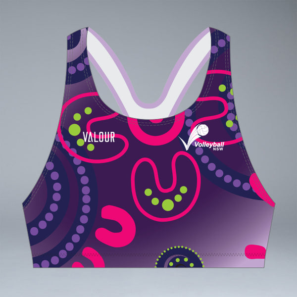 Volleyball NSW Indigenous Design Crop Top- Purple