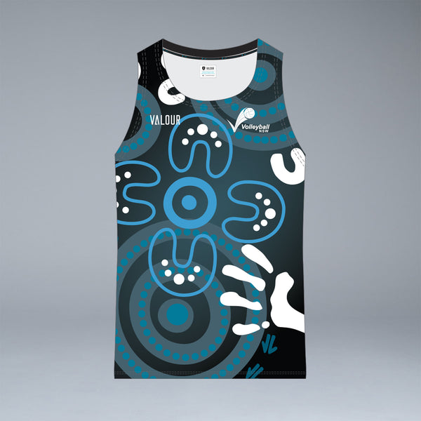 Volleyball NSW Men's Indigenous Design Singlet - Black