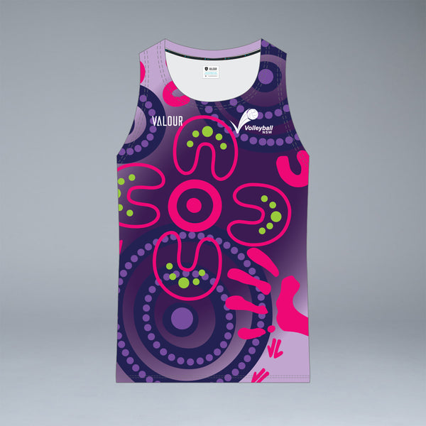 Volleyball NSW Men's Indigenous Design Singlet - Purple
