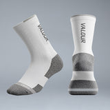 Valour Crew Knit Socks - White / Grey