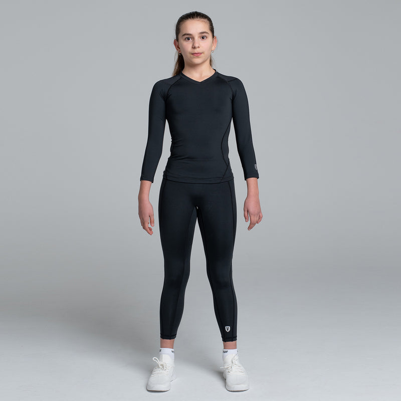 Valour Compression - Girls Long Black Tights